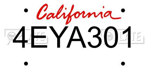 4EYA301 California License Plate