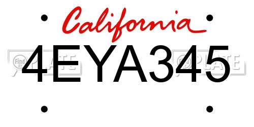 4EYA345 California License Plate
