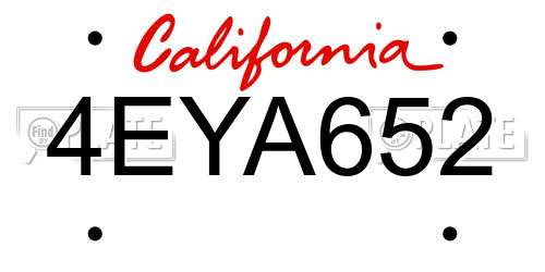 4EYA652 California License Plate