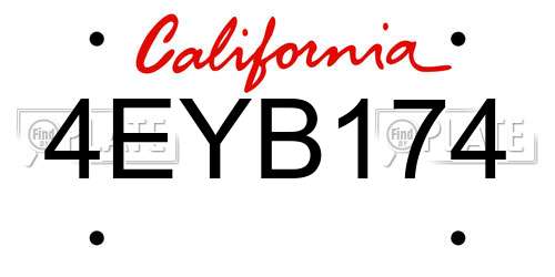 4EYB174 California License Plate