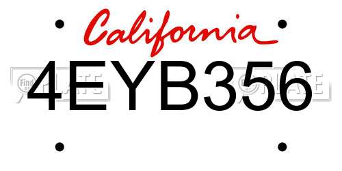 4EYB356 California License Plate