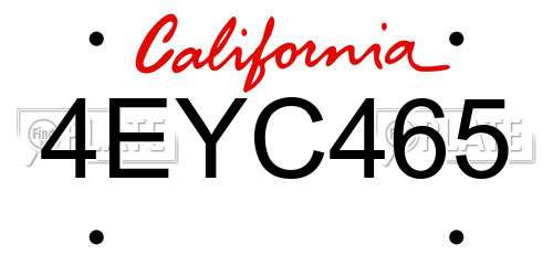 4EYC465 California License Plate