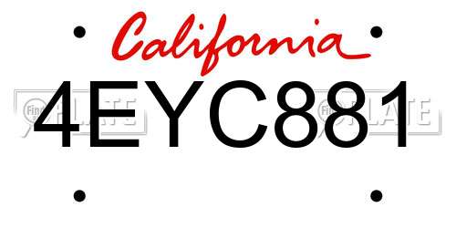 4EYC881 California License Plate