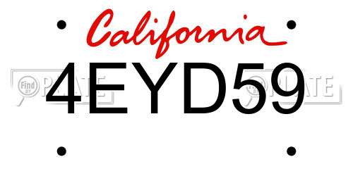 4EYD59 California License Plate