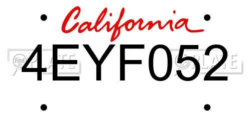 4EYF052 California License Plate