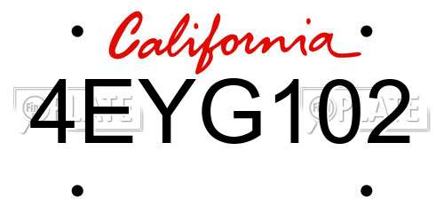 4EYG102 California License Plate