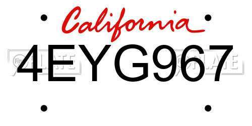 4EYG967 California License Plate