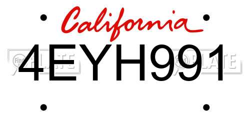 4EYH991 California License Plate