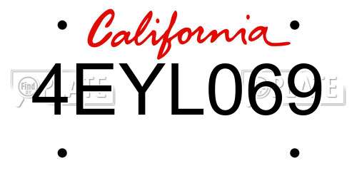4EYL069 California License Plate