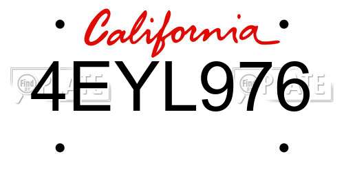 4EYL976 California License Plate