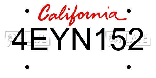 4EYN152 California License Plate