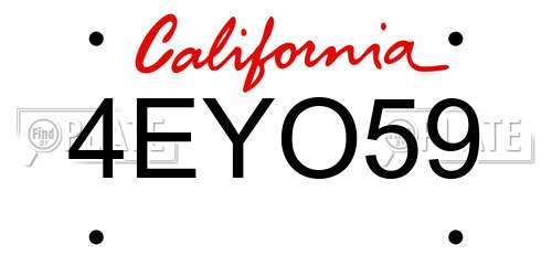 4EYO59 California License Plate