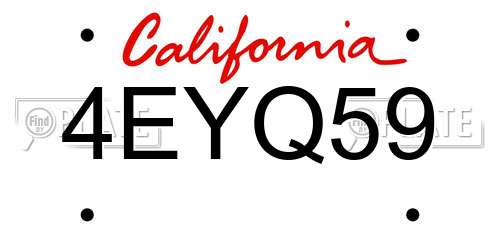 4EYQ59 California License Plate