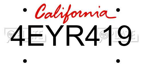 4EYR419 California License Plate