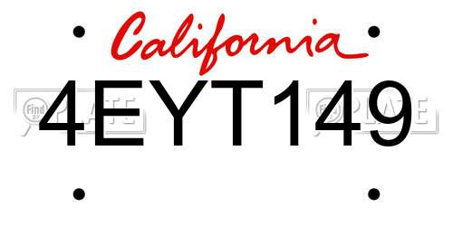 4EYT149 California License Plate