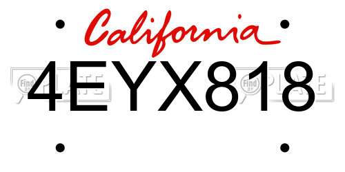 4EYX818 California License Plate