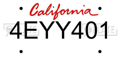 4EYY401 California License Plate