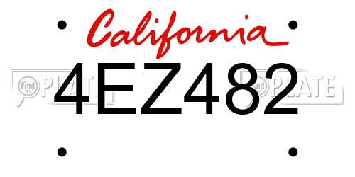 4EZ482 California License Plate