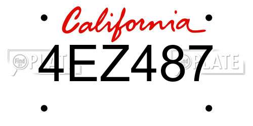 4EZ487 California License Plate
