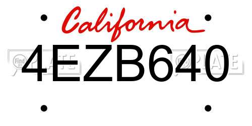 4EZB640 California License Plate