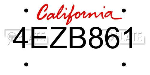 4EZB861 California License Plate