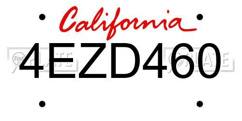 4EZD460 California License Plate