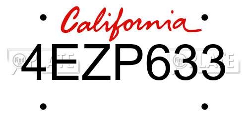 4EZP633 California License Plate