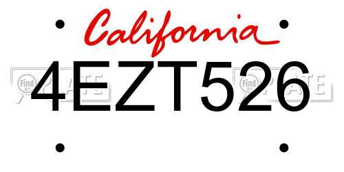 4EZT526 California License Plate