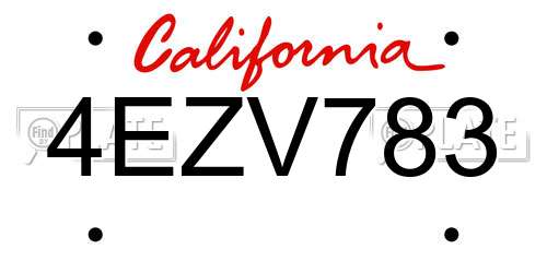 4EZV783 California License Plate