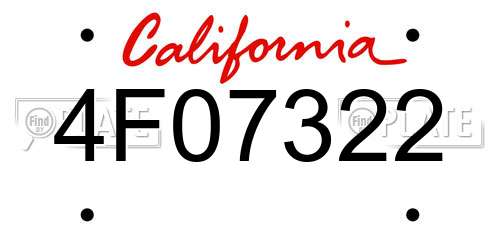 4F07322 California License Plate