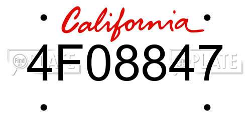 4F08847 California License Plate