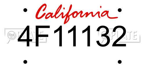 4F11132 California License Plate
