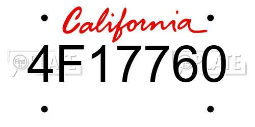 4F17760 California License Plate