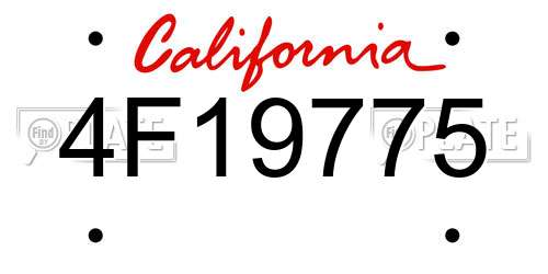 4F19775 California License Plate