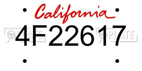4F22617 California License Plate