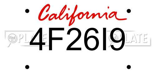 4F26I9 California License Plate