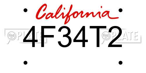 4F34T2 California License Plate