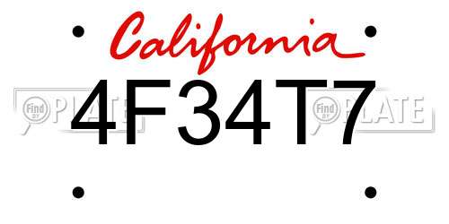 4F34T7 California License Plate