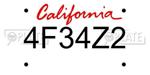 4F34Z2 California License Plate