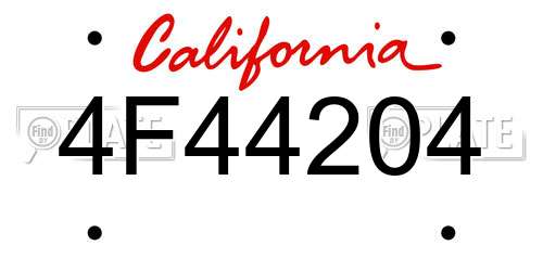 4F44204 California License Plate