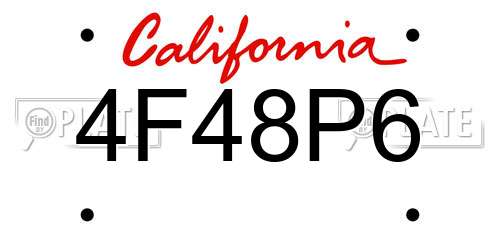 4F48P6 California License Plate