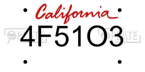 4F51O3 California License Plate