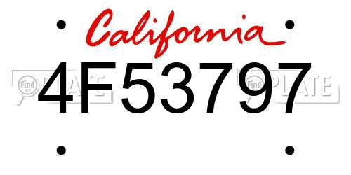 4F53797 California License Plate