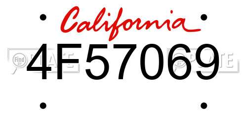 4F57069 California License Plate