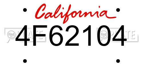 4F62104 California License Plate