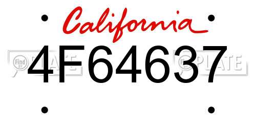 4F64637 California License Plate