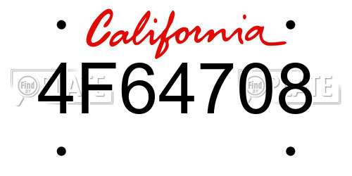 4F64708 California License Plate
