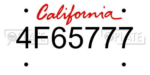 4F65777 California License Plate