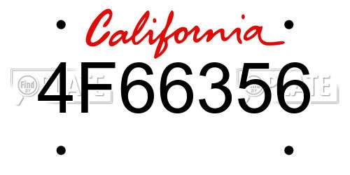 4F66356 California License Plate