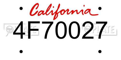 4F70027 California License Plate